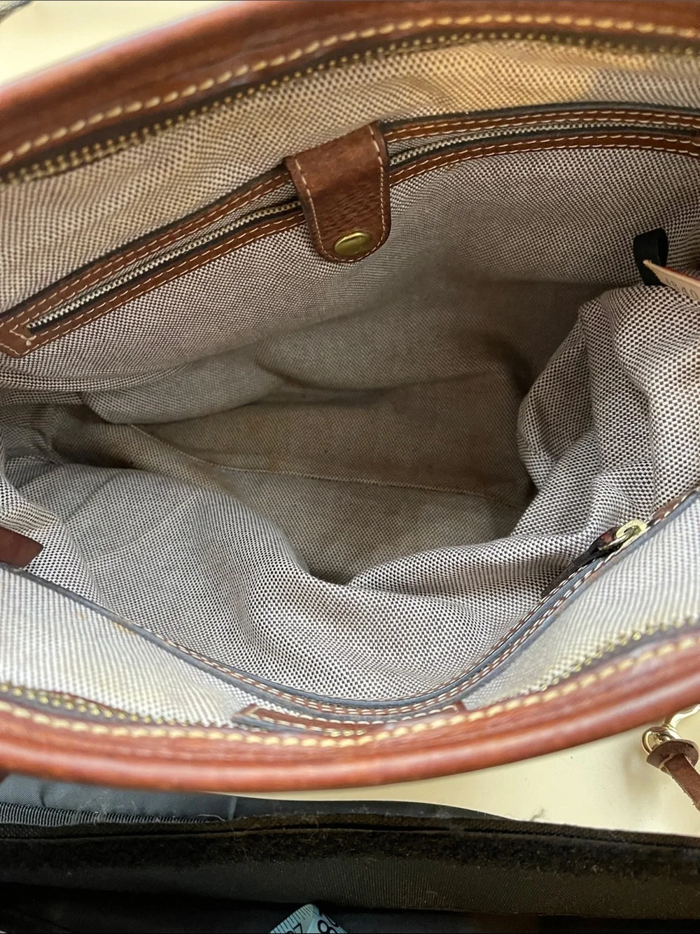 Dooney & Bourke Brown Florentine Vacchetta Leather Dual-Pocket Tote